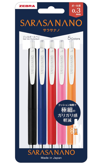 Zebra Sarasa Nano Gel Pen - 5-Colour Set