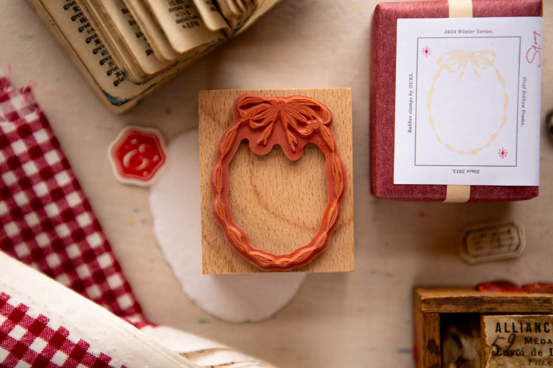 Ours Studio - Ovel Ribbon Frame Rubber Stamp