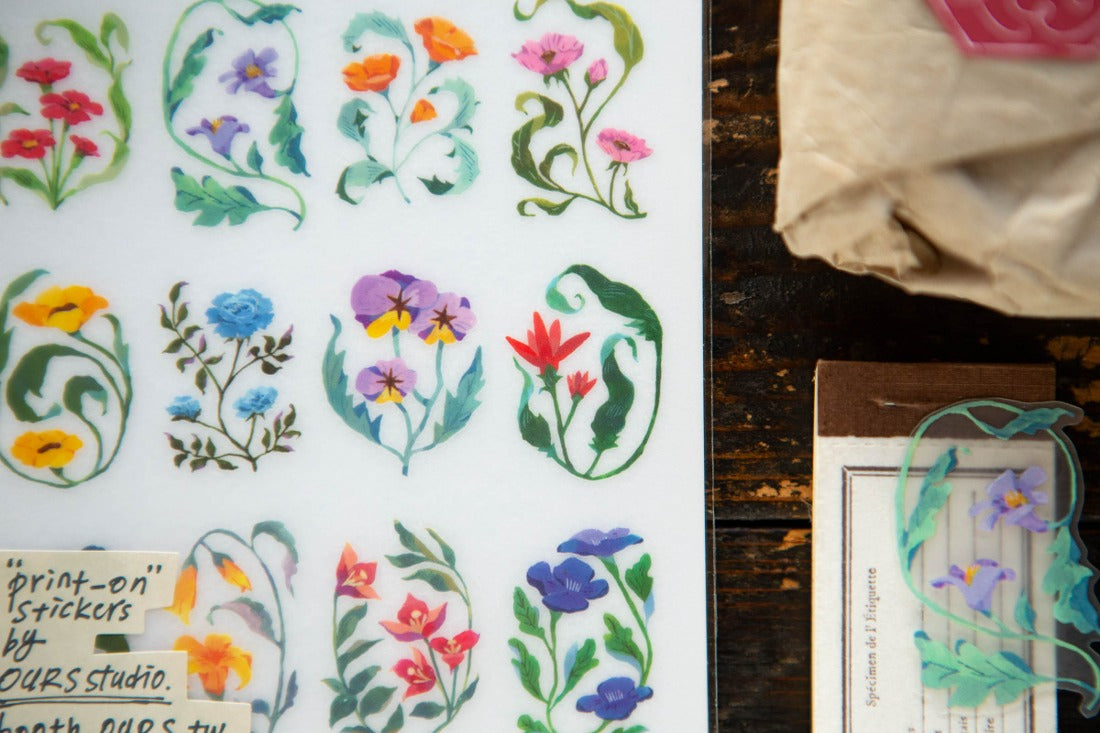 Ours Studio The Wayfarer's Journal Transfer Sticker 花草帳