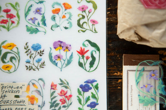 Ours Studio The Wayfarer's Journal Transfer Sticker 花草帳