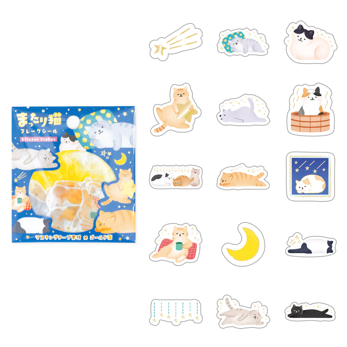 World Craft  Relaxed Cat Flake Sticker