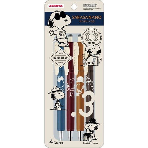 Zebra Sarasa Nano Snoopy 4-Colour Set A — 0.3mm