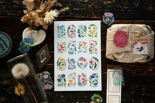 Ours Studio The Wayfarer's Journal Transfer Sticker 花草帳