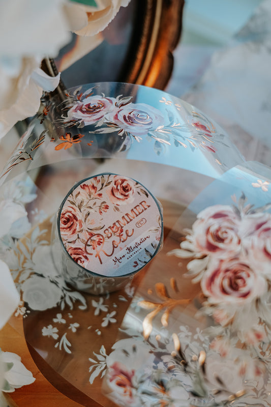 Meow Illustration Summer Roses Glossy PET tape with Bronze Gold