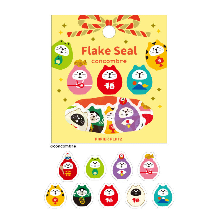 Concomble Flake Sticker Lucky Cat Daruma