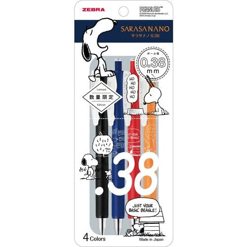 Zebra Sarasa Nano Snoopy 4-Colour Set B — 0.38mm