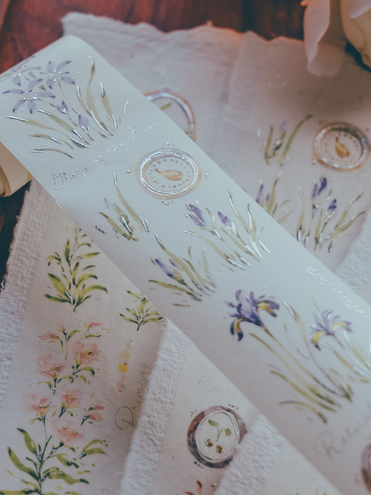 Meow Illustration  A Year of Blossom (Winter) Washi Tape with Glitter Foil