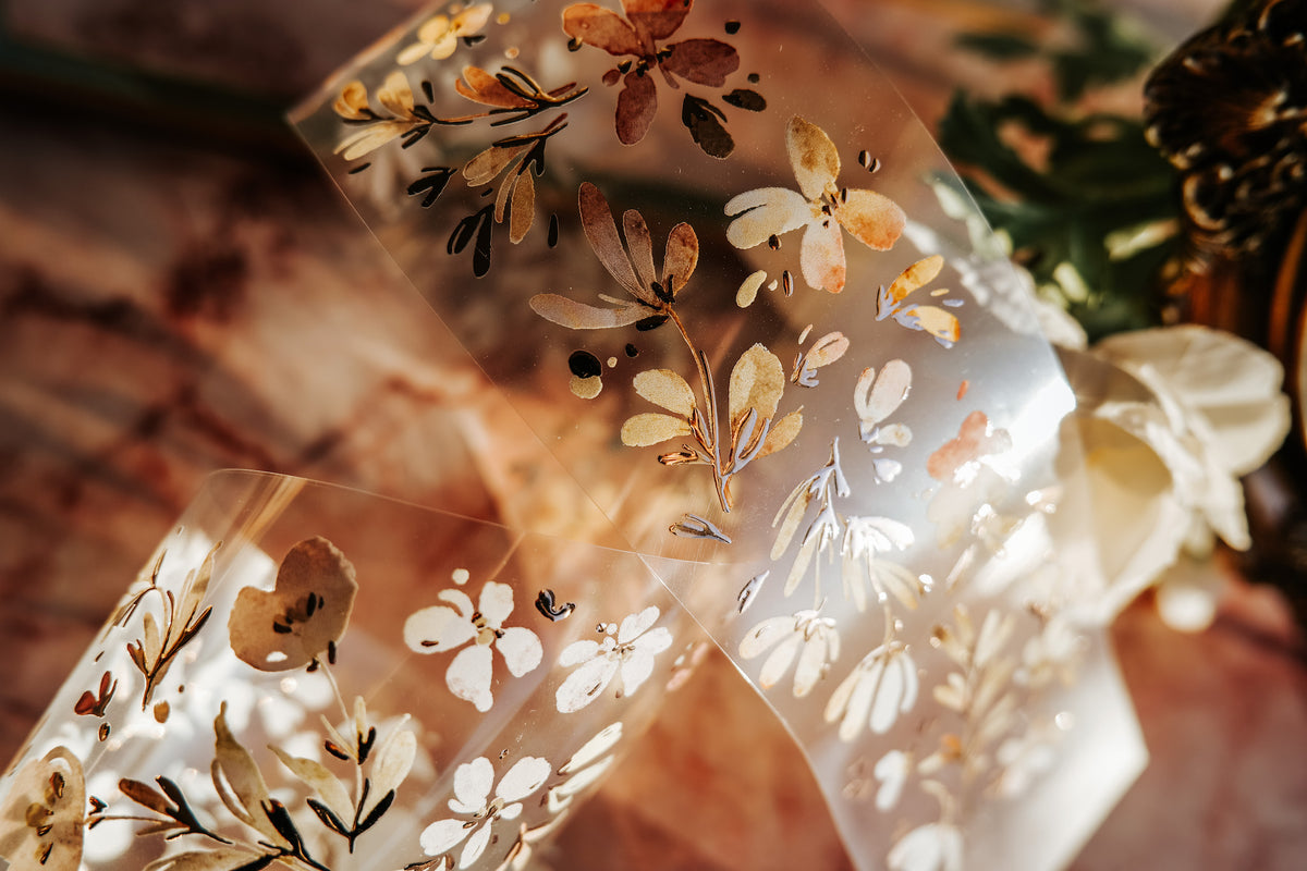 Meow Illustration Meant to wither Glossy PET tape with Rose Gold